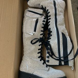 Club Exx Rhinestone pocket combat boot